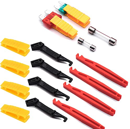 Dancepandas Sicherungszieher Kfz 12PCS Universal Glassicherungszieher Kunststoff Flachsicherung Abzieher Auto Sicherungen Einsteckwerkzeug Zum Entfernen (Rot schwarz gelb)