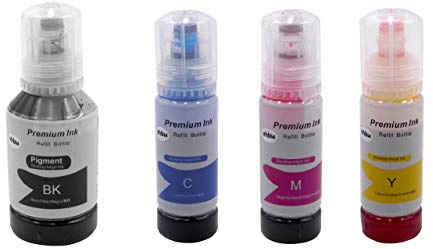 vhbw 4X Nachfülltinte kompatibel mit Epson ET-2700 | ET-2714, ET-2715 Drucker - Refillset Schwarz, Dye Cyan, Dye Magenta, Dye Yellow, 330ml