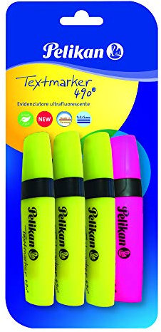 Pelikan Textmarker Premium Textmarker Inchiosto Flourescente Blister Convenzio 4 Marker (3 gelb + 1 Dreh), 4006071