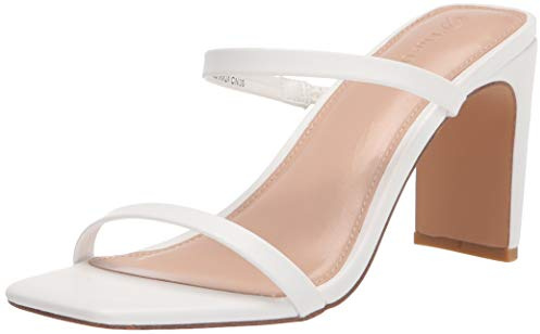 The Drop Avery Sandales À Talons Hauts et Bout Carré, Heeled Sandal Femme, Blanc, 38,5 EU