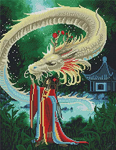 Abillyn Kreuzstich Stickpackungen Vorgedruckt, Orientalischer Drache Bilder Stickerei Set (Orientalischer Drache)