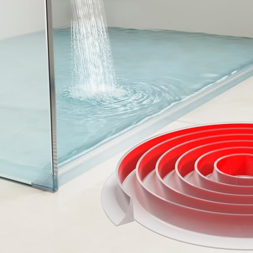 Schwallschutzleiste Dusche Selbstklebend,200CM Transparent Duschdichtung | Duschwasserstop für rahmenlose Duschtür,Silikon Duschschwelle Wassersperre für Dusch boden,Wasserdamm für Bad und Küche