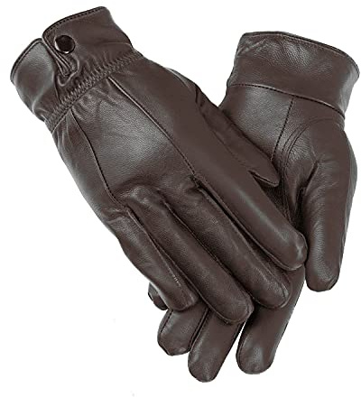 Woodland Leathers Women's Leather Gloves, Extra Soft and Warm Ladies Waterproof Gloves (M-L, Brown)