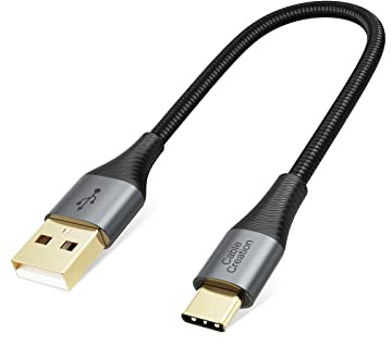 CableCreation Cable USB C corto de 25 cm, 3A USB A a tipo C Cable de carga rápida Cable de carga USB C trenzado de nailon Compatible con Galaxy S22 S21 S20 S10 Z Fold 4/3 Z Flip 4/3 Huawei P20 Mate20