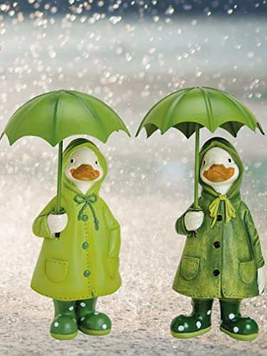 Pommerntraum ® | 2-er Set!!! Gartendekoration Dekoration maritim Enten mit Regenschirm Vögel