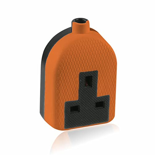Heavy Duty Electrical Re-Wireable Rubber Block Extension Socket - Orange (single socket)
