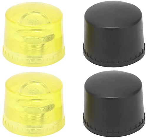 4-teiliges Gummihammer Ersatz Schlagköpfe Set Gelb Schwarz Kunststoff Hammerkopfspitzen passgenau zum Austauschen mit Φ35mm(Φ35mm)