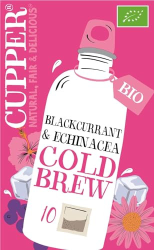 CUPPER Infuso a Freddo con Ribes Nero e Echinacea, Tisana Fredda a Casa o On the Go, Senza Zuccheri Aggiunti, 100% Ingredienti Naturali, Gusto Acidulo, Confezione da 10 Bustine