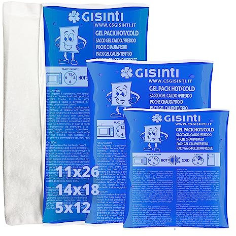Gisinti Bolsa de Hielo Reutilizable Gel Frío y Caliente + Bolsa de Tela (3 unidades)