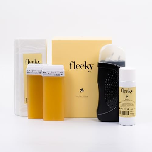fleeky Wax Roller Kit - elektrisches Roll on Komplett-Set mit Warmwaxgerät für seidenglatte Haut on fleek, professionelle Ergebnisse und anfängerfreundliche Handhabung