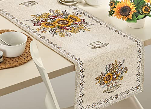 BIANCHERIAWEB Tovaglia Copritavolo Centrino Runner Tavola Fantasia Floreale Sunlight Girasoli 40x130 Sunlight