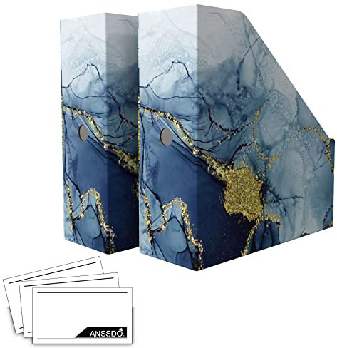 ANSSDO 6 Stück Zeitschriftensammler, Premium-Magazinhalter für den Schreibtisch, faltbarer Zeitschriftensammler aus Karton, Organizer als Buchkörbe, Ordner, Zeitschriftenaufbewahrung für Büro oder