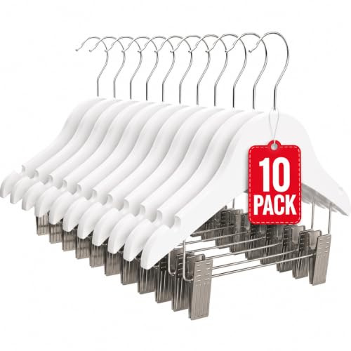 Percha de Madera Infantil con Pinzas Blanca Pack 10 COM-FORT HOUSE