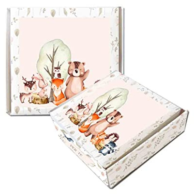 irpot Portaconfetti fai da te scatoline Mattonella grafica a scelta per ogni evento segnaposto bomboniera confettata scatola per confetto (20 pz. Animaletti del bosco)