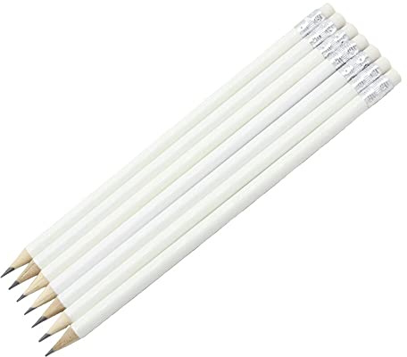 ygm Holz-Bleistifte für Kinder, personalisierbar mit Radiergummis, niedliche Holzstifte für Grundschule, Schüler, Mädchen, Lehrer (Weiß, 60 Stück)