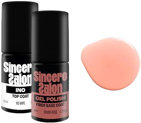Sincero Salon- Fiberglass Gel Base Cover Rose und Top Coat Gel Super Shiny INO - Unterlack und Überlack - UV Nagellack für Maniküre - Schutz vor Kratzern - Nagelhärter