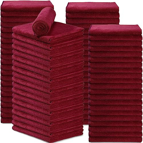 Newwiee 72er-Pack Mikrofaser-Handtücher bleichsicher, im Großpack für den Salon, 45,7 x 76,2 cm, fusselfrei, trocknendes Haartuch, Handtuch für Haare, Fitnessstudio, Bad, Spa, Rasur, Friseur (Rot)