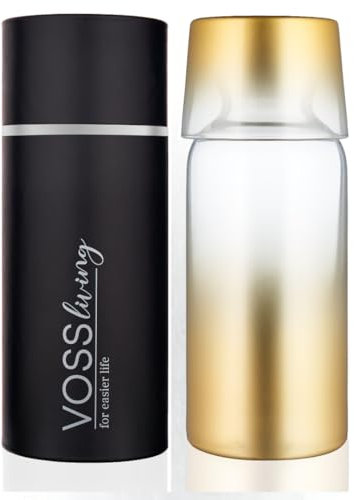 VOSS Living - Nachttisch-Wasserkaraffe und Glas-Set, 690 ml, Wasserkaraffe mit Glas, Nachttisch, Wasserkaraffe und Glas, Mundwasserkaraffe (Gold)