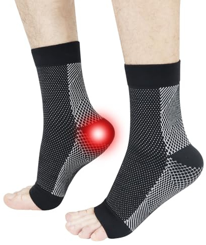 Calze per neuropatia, nano-calze per neuropatia, calze compressive, calze per fasciatura della caviglia, fasciatura del piede per fascite(S-M, Black)