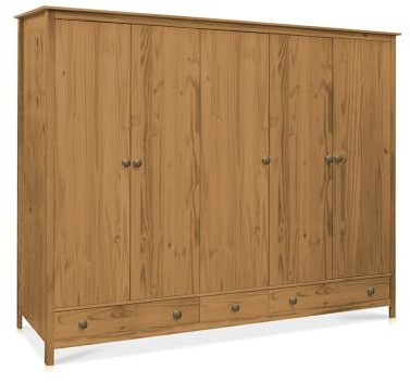 moebel-eins TOBINO Kleiderschrank 5trg, Material Massivholz, Kiefer