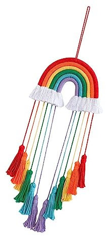MAGICLULU Delikater Regenbogen Ornament Handgewebte Hängende Dekoration Für Kinderzimmer Und Wohnräume Zufällige Farben Einzigartiges Wanddekor Mit Romantischer Atmosphäre