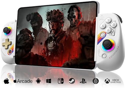 Joso Phone Controller for iPhone/iPad/Android/Tablet, D8 Controller for Switch/PS/PC with Hall Effects Joysticks Play COD, Genshin Impact, Android Handles, Cloud Gaming/Remote Play, Emulators White