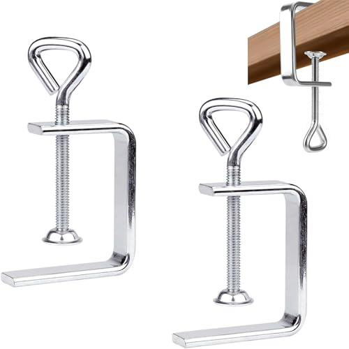 Mainiusi Lot de 2 serre-joints de table - Petite pince en C - En acier inoxydable - Pince support pour serre-joint réglable en C - Argenté