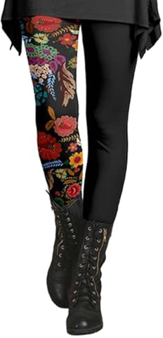 IUYTYSER Jeans Reithose Leggings Mit Taschen Damen 3/4 Lustige Weihnachtshose Jeggings Braune Piratenhose Thermohose Wasserdicht