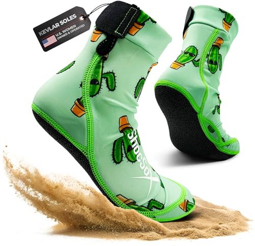 ShocSox Beach-Volleyball-Socken und Sand-Fußballsocken mit Rüstungssohlen, langlebigste Strandsocken, cactus, X-Large