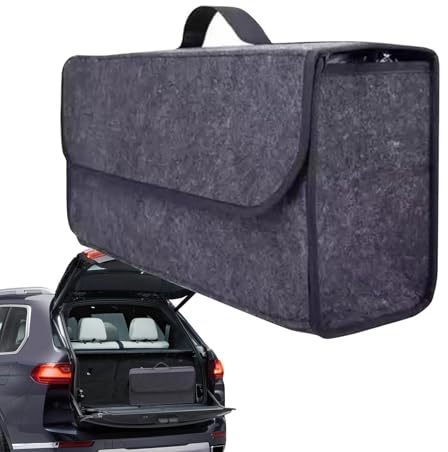 Organiseur De Coffre Pour SUV – Grand Organiseur De Voiture Pliable, Boîte De Rangement En Feutre Avec Poignée | Organisateur De Coffre Pliable Pour Les Voyages En Voiture, La Conduite En Plein Air, L