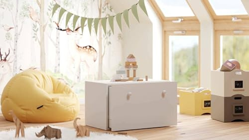 Dmora Mesita de Noche Torun, cómoda Baja, Mesa de Noche, Estante de Cama, 42 x 42 x 71 cm, Blanco