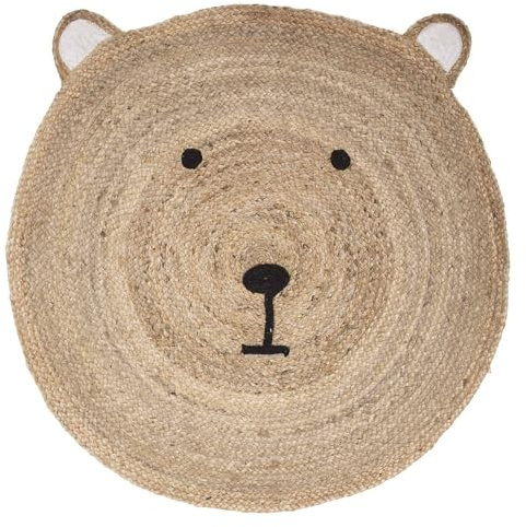 Atmosphera Kids Kinderteppich, rund, Bär, Durchmesser 100 cm, Jute