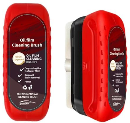 Lot de 2 brosses de nettoyage multifonctionnelles pour film d'huile de voiture, nettoyant pour vitres de voiture, élimine la saleté et les taches d'eau