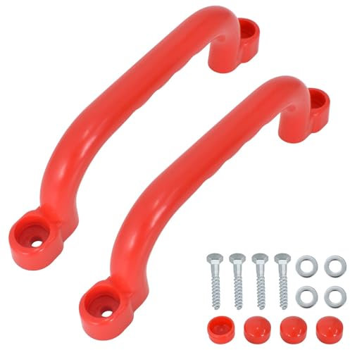 Anseom 2Pcs Children Safety Handles with Screws, Non-Slip Playground Safety Handles, Plastic Grab Handle Bars, Children Climbing Frame Grips for Park Backyard Tree House Playhouse