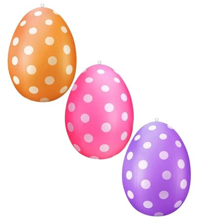 3 Stück Osterdeko Outdoor Ostereier Deko 40 cm Osterei Ei Zum Aufhängen Draußen Ostereier Aufblasbare Dekorationen für Schaufenster, Warenpräsentation, Garten (Orange+Rosa+Lila, Einheitsgröße)