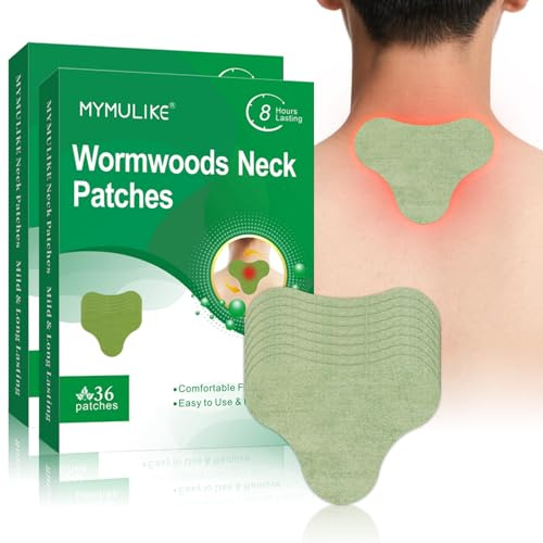 MYMULIKE Schulterpflaster gegen Schmerzen, 72 Stück Wormwoods Wärmepflaster Nacken, Pain Relief Patch Schulter, 8 Stunden Wirkung, Flexibler Stoff, Einfach anzuwenden