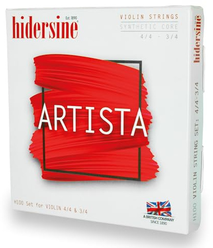 Hidersine Artista - Juego de cuerdas para violín, núcleo sintético, tamaño 4/4-3/4, para estudiantes de violín intermedios y avanzados