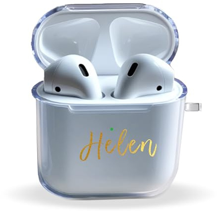 Custodia per AirPods personalizzata su 2 lati per Apple AirPods 4 | custodia protettiva in morbido TPU fai-da-te nome e Testo, custodia regalo personalizzata con portachiavi cordino