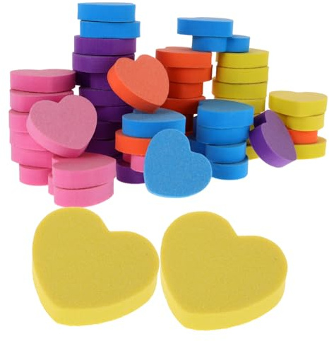 Pulidor de Uñas de Esponja en Forma de Corazón, 50 Piezas | Bloques Pulidores para Manicura, para Uñas Acrílicas y Naturales, Uso en Casa o Salón