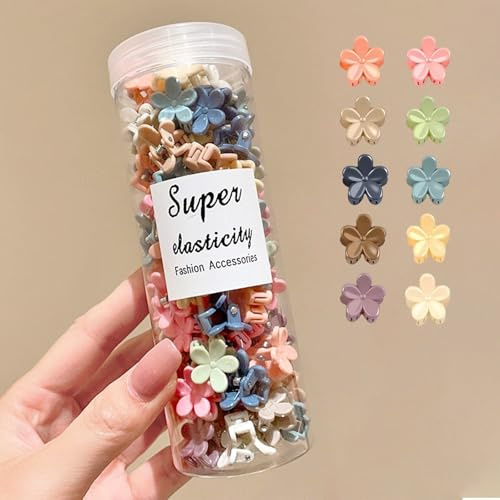 100pcs Mini Flower Hair Clips, Colorful Candy Colored Girl Hair Clips, Small Flowers Hairpin Grabbers, Mini Hair Accessories for Party Decoration Wedding Photography