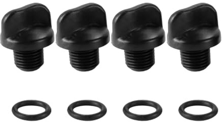 Ausi 4 Stück R0446000 Ablassstopfen für Poolpumpen mit 4 O-Ringen für Poolfilter, Filterpumpen, Wasseraufbereitungssysteme, Kunststoff, Schwarz