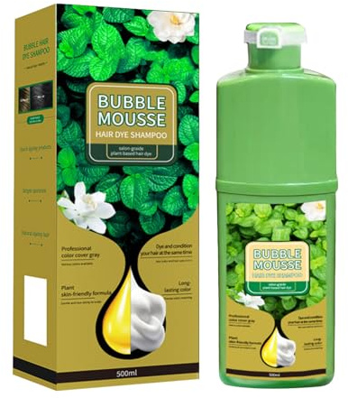 Bubble Mousse - Tinte para el cabello, 500 ml, tinte de espuma para el cabello, tinte intenso con bálsamo reflejo brillante, color castaño