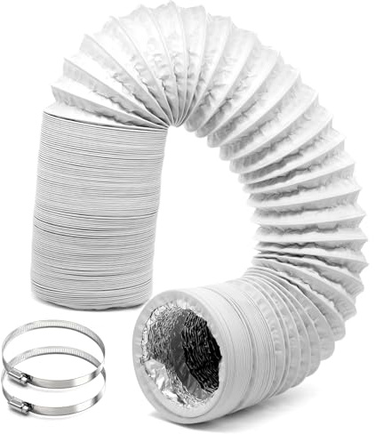 Piuluvor 100mm Abluftschlauch Klimagerät Abluftrohr 3M Lüftungsrohr | Flexrohr PVC Alurohr Schlauch Absaugschlauch mit 2 Rohrschellen, Lüftungsschlauch für Belüftungssystem