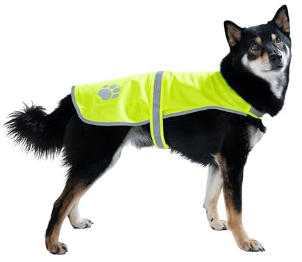 Hund,Leuchtweste Reflektierende Weste Sicherheitsweste Reflektor mit reflektierenden Elementen für Mehr Sicherheit im Dunkeln – Verstellbar & Pflegeleicht mit Klettverschluss (Green, 55cm)