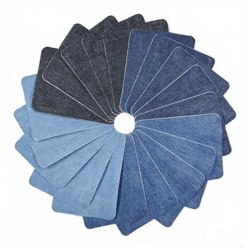 Bügelflicken Jeans, 20 Stück Flicken zum Aufbügeln, Jeans flicken zum Aufbügeln Innen und Außen, Baumwolle Patches Reparaturset für Kleidung, Hosen, Stoff 12.5 cm x 9.5 cm