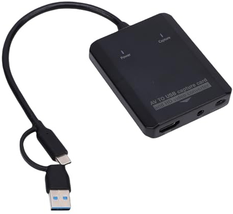 Bewinner Convertitore VHS A Digitale Scheda di Acquisizione Video USB, Adattatore Multimediale da AV A HD con USB A e C, Digitalizzatore Video 1080P per Videoregistratore DVD