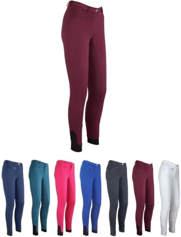 RL24 - Kinder-Reithose Flex Basicline | Reiterhose für Mädchen & Jungen | Silikon-Vollbesatzreithose | hautfreundlich, atmungsaktiv & elastisch | Reitleggings in Weinrot in Größe 134