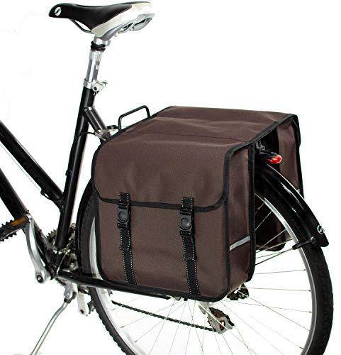 BikyBag Classic – Doppia Borsa da Bici 26L, Idrorepellente, Stile Fashion e Fantasie Colorate, per Portapacchi Posteriore (Marrone)
