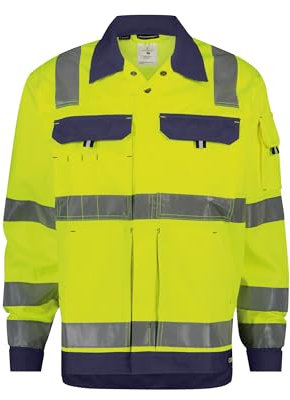 DASSY® Dusseldorf - Giacca da lavoro con protezione di avvertimento, misura M - giallo fluo / blu scuro