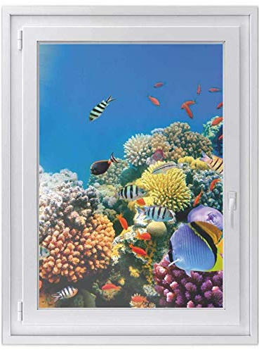 Fensterfolie Sonnenschutz I Hochwertige Folie für Fenster - selbsthaftend I Dekofolie für Bad, Küche, Kinderzimmer - Wasserfest, Beständig - Made in Germany